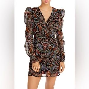 🔥 AQUA Paisley Puff Shoulder Mini Dress - NWT